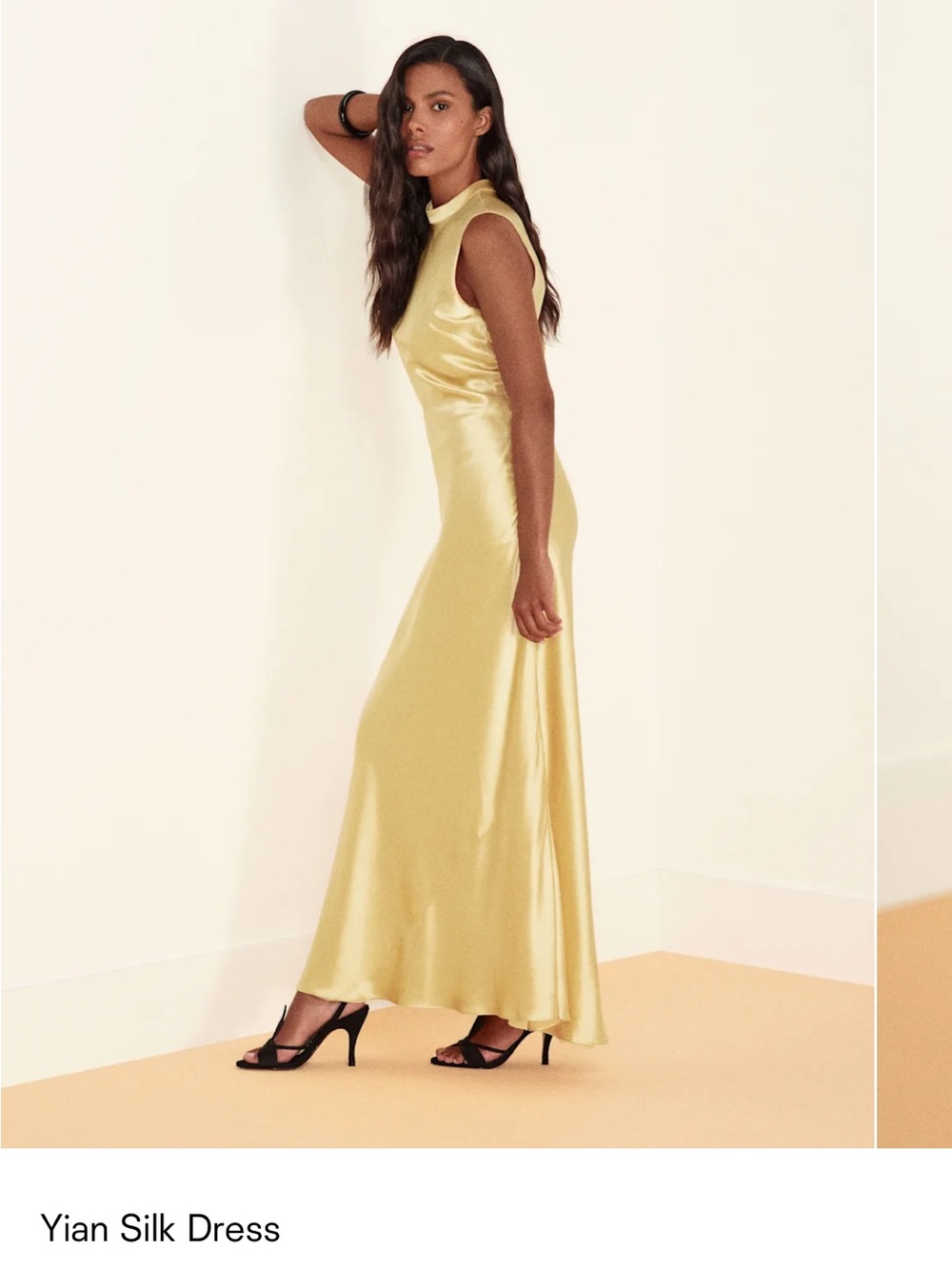 Reformation Yian Silk Dress Yellow - Size XS